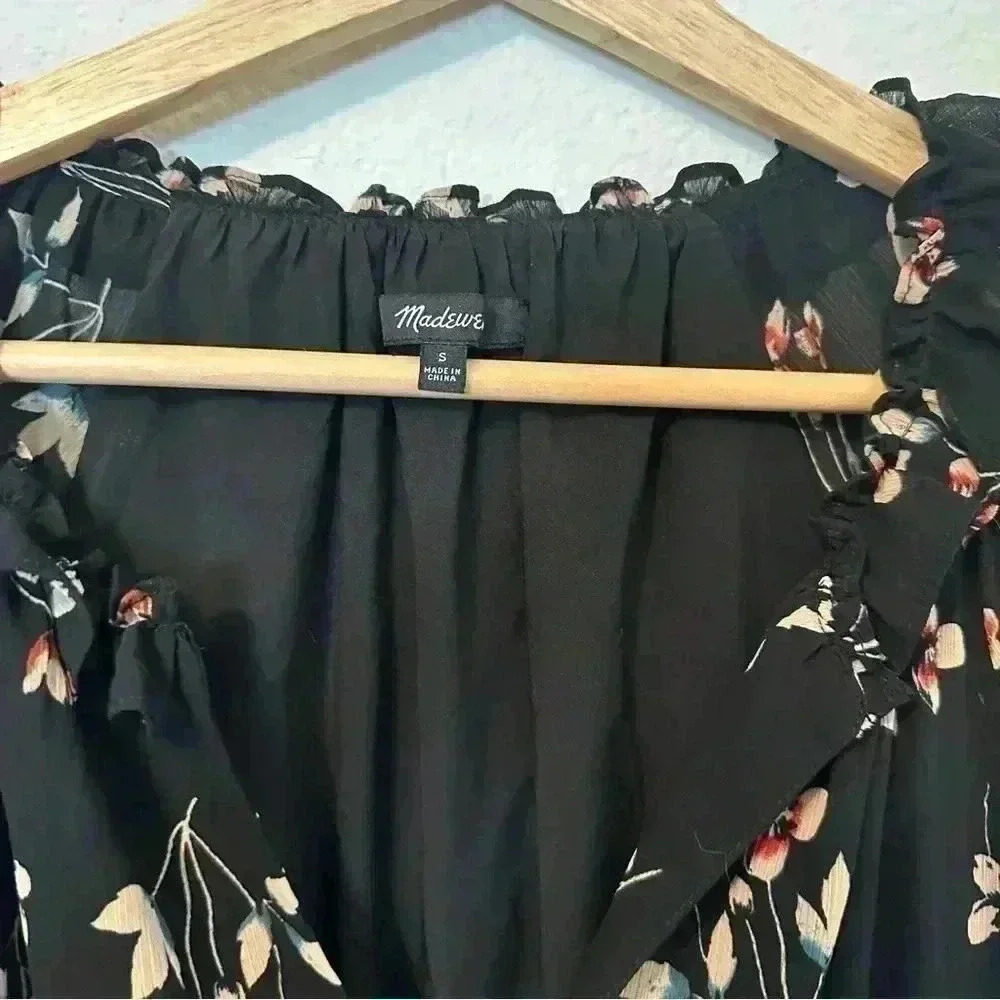 Madewell - Long Black, Floral Dress - Picture 5 of 8